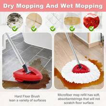 4Pcs Mop Heads Replacements For O-Cedar,1 Scrub Brush 1 Mop Base And 20Pcs Floor Cleaner Combo Set Compatible With Ocedar