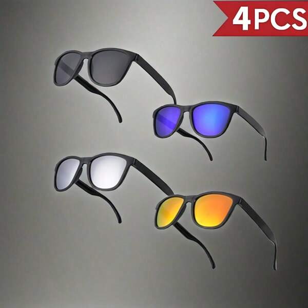 1-4 PCS Square Sunglasses Fishing Glasses Outdoor HD Driving Shades Sports UV Protection Colorful Eyeglass