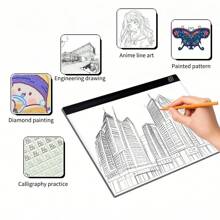 1个A3/A4/A5尺寸钻石画灯箱，超薄高透明描图灯板，便携式USB供电，适用于动画、绘画、素描、书法、家居装饰、桌面装饰、返校季、冬季礼物、感恩节、圣诞节、休闲派对用品，简约时尚，优雅大方，适合婚礼、生日派对等场合。