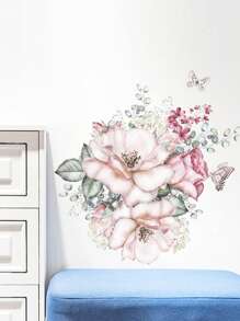 1 Stück schöne Aquarellblumen und -blätter Wandaufkleber - moderne Heimdekoration für Wohnzimmer, Schlafzimmer, Küche, Büro und Eingangsbereich - Material PVC, Vinyl-Aufkleber für Heimdekoration, Dekorationsartikel um Ihr Zuhause aufzufrischen