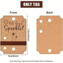 100pcs Wedding Sparkler Tags, Wedding Send-Off Tags With Built-In Match Striker, Rustic Kraft Wedding Tags Gift Tags, Craft Paper Sleeves For Ceremony Grand Exit, Anniversary, Engagement Event - D - 查看 2