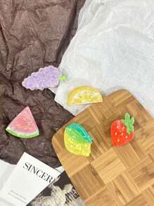 Hair Clips Claw Clips 1pc Lemon, Orange, Strawberry, Watermelon, Grape Fruit Decoration Mini Hair Clip, Acrylic Sweet Hair Claws, Festive Hair Accessories, School Stuff, College Autumn Accessories Fall Winter For Vacation Outfits Woman