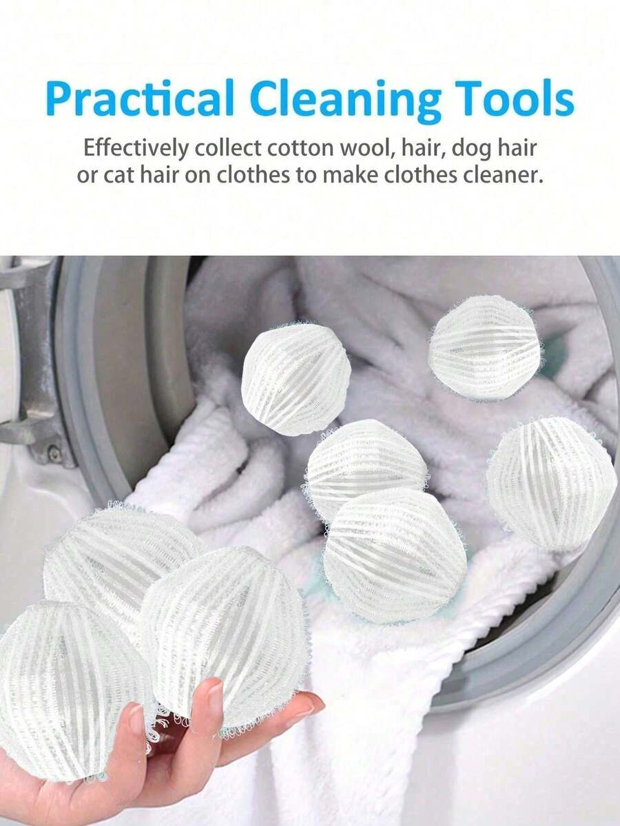 Pet Hair Removal Washing Machine Balls, Fluffy Laundry Balls - Anti, Washing Machine Cleaning Ball,Reusable & Durable Lint Catcher, Keeps Clothes & Bedding Fur-Free, Essential For Pet Owners- Enhance Your Laundry Experience - White - View 1