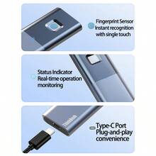 Lenovo TU800 加密固態硬碟 560MB/s高速傳輸 指紋辨識 Type-C直連手機/電腦 軍工級金屬機身