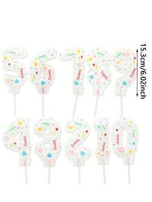 1个迷你生日派对气球装饰牌，蛋糕气球标签，迷你数字气球，彩色数字气球，适用于蛋糕装饰、派对装饰、花束装饰、生日装饰、拍照道具、圣诞节 - 彩色 - 查看 3