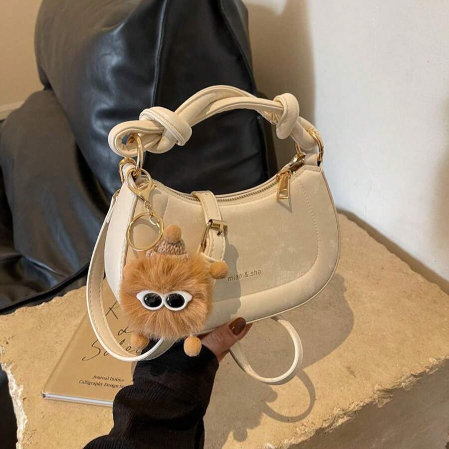 Women Shoulder Bags - 白色帶棕色精靈掛件 - 查看 1