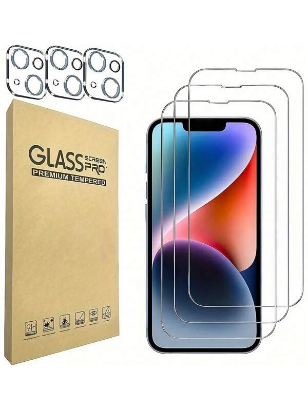 6-In-1 Apple Camera Lens Protector And Screen Protector, HD, Waterproof, Anti-Fingerprint, Anti-Fall, Anti-Collision, 9H Hardness, Compatible With IPhone 11/12/13/14/15/16/16Pro/16Plus/16Pro Max