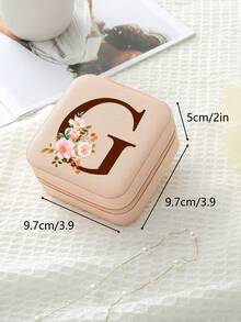 1pc Travel Jewelry Box,Monogram Gift Boxes,Bridesmaids Gifts Jewelry Case,Personalized Floral Jewelry Case,Travel Jewelry Box Wedding,Jewelry Box Necklace,Jewelry Box Earrings,Jewelry Box Mini,Travel Essentials Travel Accessories Travel Bag For Vacation Holiday Back To School School Stuff Jewellery Box Jewelry Organizer - Multicolor - View 17