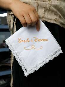 LICVIC Custom Embroidered Name White Lace Handkerchief, Elegant Wedding Bridal Handkerchiefs, Personalized Keepsake For Bride & Bridesmaid, Romantic Anniversary Gift, Customized Birthday Present, Customizable Christmas Gift For Wedding Party & Family - Style a - View 7