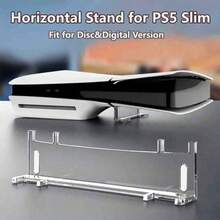P/S5 超薄横向支架 - 亚克力散热支架，适用于光盘版和数字版游戏机，节省空间设计，带散热孔，无电子元件，稳定的游戏和垂直收纳配件，P/S5 收纳方案 | 时尚游戏机支架 | 独立支架 - 透明 - 查看 1