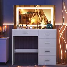 New Dresser For Summer, Dresser With Mirror And Bulb, Dresser With Multiple Drawers And Storage Shelves, Makeup Table, Dresser With 3 Color Modes And Adjustable Brightness, Bedroom, Large HD Mirror, Mirror And Jewelry Organizer, Gifts For Women - trắng - Xem 8