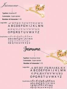 定制手工不锈钢足球皇冠吊坠项链 - 个性化“茉莉花”名字雕刻，金链，足球迷珠宝礼物 - 彩色 - 查看 7