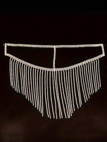 1 mặt nạ tua rua trang trí kim cương pha lê nhiều lớp, phụ kiện trang phục dạ hội sang trọng dành cho nữ, Halloween - Bạc - Xem 2