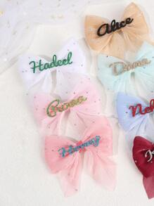 1 pièce Nœud de cheveux en maille personnalisé pour filles, pince à cheveux avec nœud strass. Petite épingle à cheveux rose et blanche pour tresser les cheveux. Accessoires de cheveux mignons et doux pour filles, cadeau