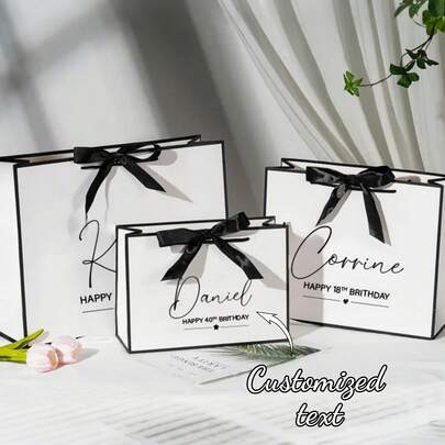 1pc Customized Personalized Birthday Party Gift Bag, Mom Gift Bag, 40th Birthday Gift Bag, 21st Birthday Gift Bag, 30th Birthday Gift Bag, Customized Gift Bag, Multi-Functional, Ornamental, Reusable, Exquisite, Stylish, High-Quality, Colorful, Modern, Custom, Personalized, Unique, Ideal Gifts For Him,Warm Ambience, Autumn Home Refresh,Home Harmony