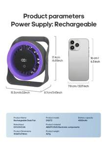 kinscoter 1 Peça Ventilador de Mesa Portátil Recarregável de 4000mAh, Ventilador de Ar Condicionado Multifuncional Montado na Parede com Controle Remoto, Ventilador Elétrico Mini para Cozinha, Quarto, Acampamento e Resfriamento