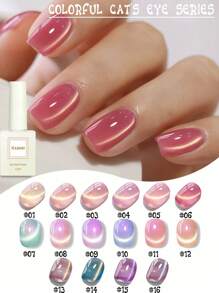 6PCS 2025 New Fruit Sea Water Blue-Green Fine Magnetic Powder Cat Eye Gel Nail Polish 12ml, Spring And Summer Ice Transparent Magnetic Nail Art Set, Includes Base Coat And Top Coat, Requires UV Lamp, Holographic Transparent Colors For Work/Commute/Dating, Hot-Selling 6-Color Set, Salon-Grade 28-Day Durability, Internet Celebrity Nail Design.