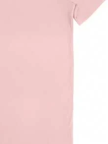 Women's Summer Casual Loose Soft 100% Cotton Crew Neck Short Sleeve Pink T-Shirt,Croissant Graphic Print Design - 粉色 - 查看 5