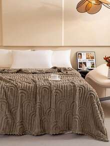 Double-Sided Taffeta Flocking Solid Color Bedspread Blanket, Modern Polyester Jacquard Weave Blanket, Machine Washable, Suitable For Bedroom, Sofa, Living Room, Napping, Gift,Fall Decor,Autumn Decor,Room Decor - Coffee Brown - View 3