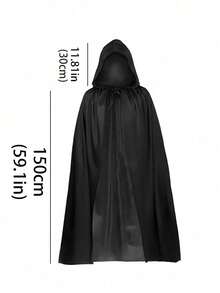Neutral Hooded Cape Costume Party Cape 110cm, 140cm, 160cm, Female Crow Adult Masquerade Party Accessory Cape With Hood Neutral Hooded Cape Black Cape Long Robe Women And Men Role-Playing Costume Party (Black, Single-Layer Thin Style) - Multicolor - View 8