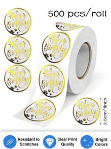 500 Piezas/Rollo Etiquetas adhesivas "Feliz Cumpleaños" de lámina, sellos para sobres de regalos, decoraciones de tartas, artículos escolares, de vuelta a la escuela