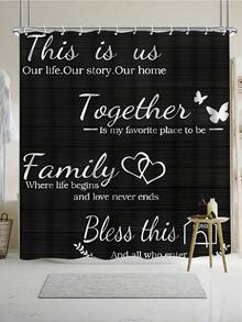 1pc/4pcs Bathroom Decoration Set: Shower Curtain With 12 Hooks, Non-Slip Bath Mat, U-Shaped Floor Mat & Round Toilet Lid Cover, Multifunctional For Bathroom