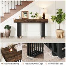 Tribesigns 55" Console Table For Living Room, Industrial Hallway Table With Stylish Metal Frame, Sofa Table For Hallway, Entryway, Foyer, Brown - Brown - View 5