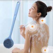 1pc Silicone Body Cleaning Brush, Long Handle Back Scrubber, For Shower Scrub, Exfoliating, Soft Silicone Bath Brush For Men, Women And Kids, Deep Cleansing Exfoliating Bathroom Use (Multi-Color Available)