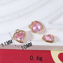 1 pieza/4 piezas/6 piezas Colgante con borde en forma de corazón y circonita, Colgante con dije colorido para pulsera DIY, collar, decoración de joyería
