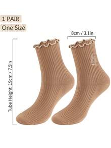 Women Cotton Super Thin Frilly Ruffle Socks Boat Socks Ankle Short Socks - 彩色 - 查看 4