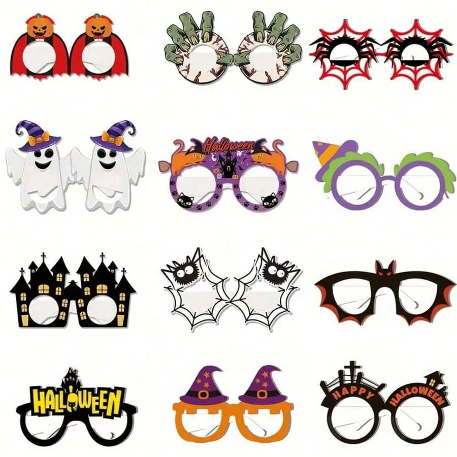 6/12pcs/Set Perlengkapan Pesta Halloween Kacamata, Perlengkapan Kostum Seru Bertema Halloween - MultiWarna - View 1