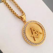 1Pc New Retro Fashion Design Freemason Pendant Necklace, Personal Personalized Street Charm Exquisite Jewelry Accessories