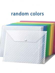 20pcs Striped Plastic Envelopes/Document Folders, A4 Size Receipt Paper Organizer Bags, Colorful Envelopes With Snap Closure, Suitable For School, Office, Kids Stationery, Back To School Rewards, Graduation Gifts, Etc. - Multicolor - View 4