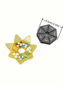 耐用的聚丙烯每周药丸收纳盒 - 紧凑的圆形设计，7 个隔层，多色，便携式每日药物储存，方便旅行，钱包药盒 - 彩色 - 查看 9