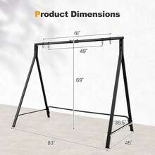 Lifezeal Outdoor Porch Swing Frame Patio Metal Swing Stand With A-Shaped Structure - Black - View 8