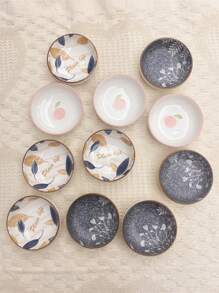 4件/6件/8件/108件陶瓷调味碟，花卉陶瓷调味碟，酱汁碟，家用酱油醋香料碟，适用于家庭厨房，餐厅，寿司吧，聚会，火锅，野餐，露营，烧烤，凉菜，厨房用具，餐具配件，番茄酱沙拉酱黄油碟，小吃盘