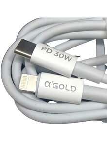 Cabo Tipo C Lightning Super Turbo 30W Para  Agold Original 1 Metro - Branco - Visão 3
