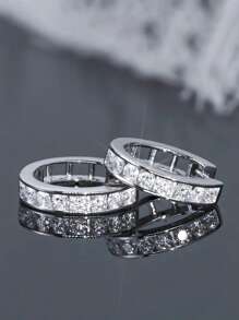 1 Paar klassische 925 Sterling Silber Ohrringe mit kubischem Zirkonia, Hochzeits- und Jahrestags-Ohrschmuck für Frauen, hochwertiger Schmuck