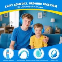 Qearfun Słuchawki z redukcją szumów dla dzieci, słuchawki bezprzewodowe, Bluetooth 5.3, głośność 74/85/94 dB, prawdziwa bateria 40H, szybkie ładowanie przez USB typu C, wbudowany mikrofon do szkolnego samolotu, różowo-niebieskie