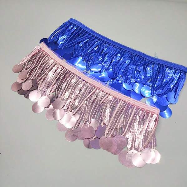 1 paquete de flecos con lentejuelas multicolor de 8 cm, flecos decorativos para coser, adecuados para disfraces de baile, decoración de festivales, manualidades para fiestas, accesorios de moda