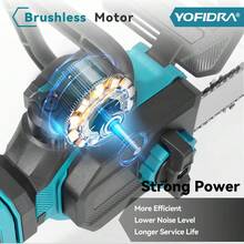 Yofidra 12 Inch Cordless Brushless Electric Saws Chainsaws Powerful Handheld Power Tool For Woodworking