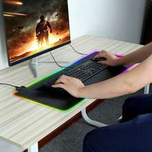 RGB LED Gaming Mouse Pad With USB Powered Lighting – Large Extended Desktop Mat With Multiple Color Lighting, Stitched Edges, Non-Slip Rubber Base, And Fine Weave Fabric Surface For Professional Gamers - màu đen - Xem 7