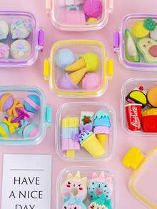 4/5pcs Random Cute Bento Box, Dessert, Makeup Remover, Stationery Set Combination, Back To School Season