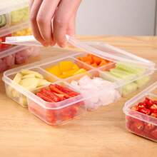 1/5pcs Food Prep Storage Container - 6 Compartment Reusable Bento Lunch Box, Suitable For Home, School, Work And Travel, Food Container, Snack Container, Adult Portion Control Bento Box, Fruit Serving Tray