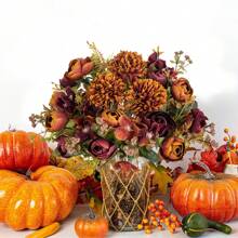 1PC Artificial Flowers Silk Tea Roses Bouquet Chrysanthemum Plastics Plants Bridal Bouquet Valentine's Day Fake Plants Wedding Decoration DIY Wreath Material, Bride Holding Wrist Flower Decoration Accessories, Wedding Car Decoration, Lintel Arch Decoration, Home, Dining Room, Bedroom, Vase Decoration, Birthday Party Decoration Materials New Year Gifts