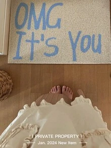 1 件可裁剪入口门垫，带英文字母图案，防尘易清洁，防滑 - 彩色 - 查看 4