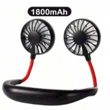 Ventilador de verano portátil, ventilador refrigerado, ventilador de cuello con manos libres, ventilador colgante recargable por USB de 1200 mAh, mini ventilador deportivo con 3 velocidades ajustables, ventilador doble para el hogar y la oficina