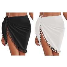 Sarong Wraps For Women Swimsuit Coverups Beach Bathing Suit Cover Up Tassels Bikini Short Wrap Skirts For Swimwear For Dress
