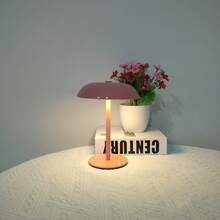 1pc Creative Mushroom Shaped Touch Control Charging Desk Lamp, 3 Color Temperatures & Dimmable, Eye-Protection Light, Metal Body, Suitable For Bedroom, Bedside, Dining Room, Cafe, Camping, Atmosphere Decoration, Home Lighting