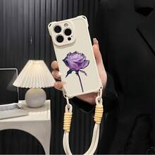 Funda para teléfono móvil 1PC, compatible con 16, con correa, nueva, con protección en las cuatro esquinas, compatible con 15pro, 2025, modelo femenino, 12/13pm, silicona suave, avanzada, funda protectora integral anticaídas para teléfono móvil 14plus Funda - Blanco - Ver 1